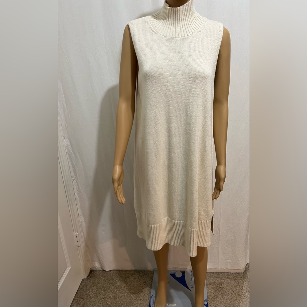 Free Assembly women’s sleeveless tall neck ribbed sweater mini dress